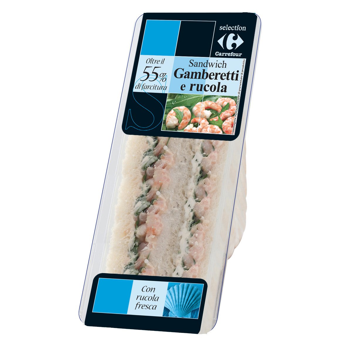 Carrefour Bon app&eacute;tit! Sandwich Gamberetti e Rucola 2 Sandwiches 165 g
