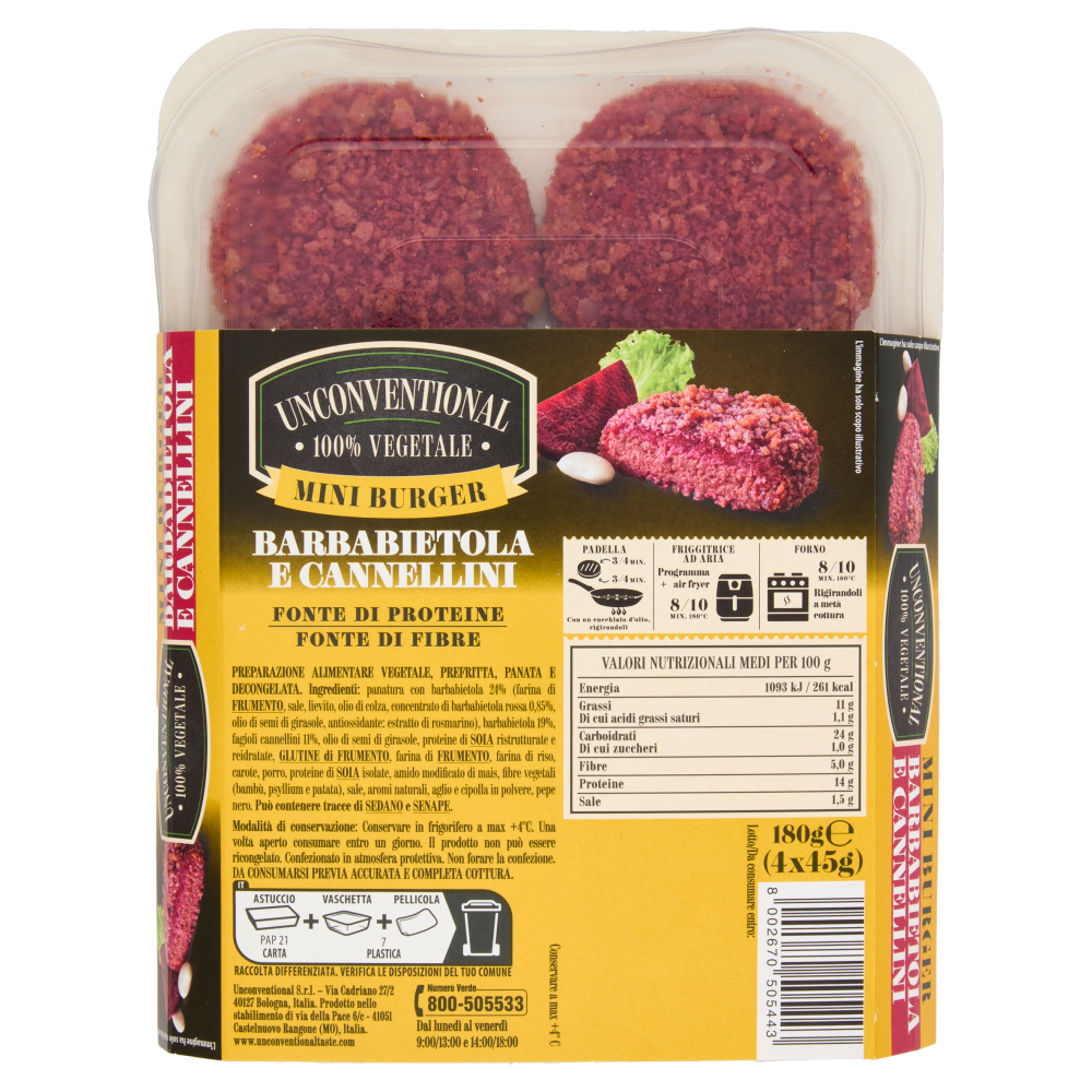 Unconventional Mini Burger Barbabietola e Cannellini 4 x 45 g
