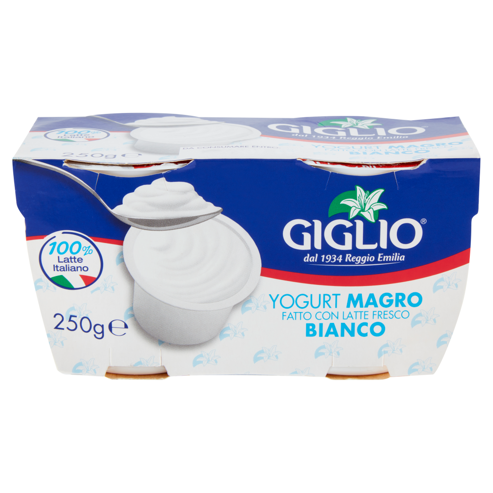 Giglio Yogurt Magro Fatto con Latte Fresco Bianco 2 x 125 g