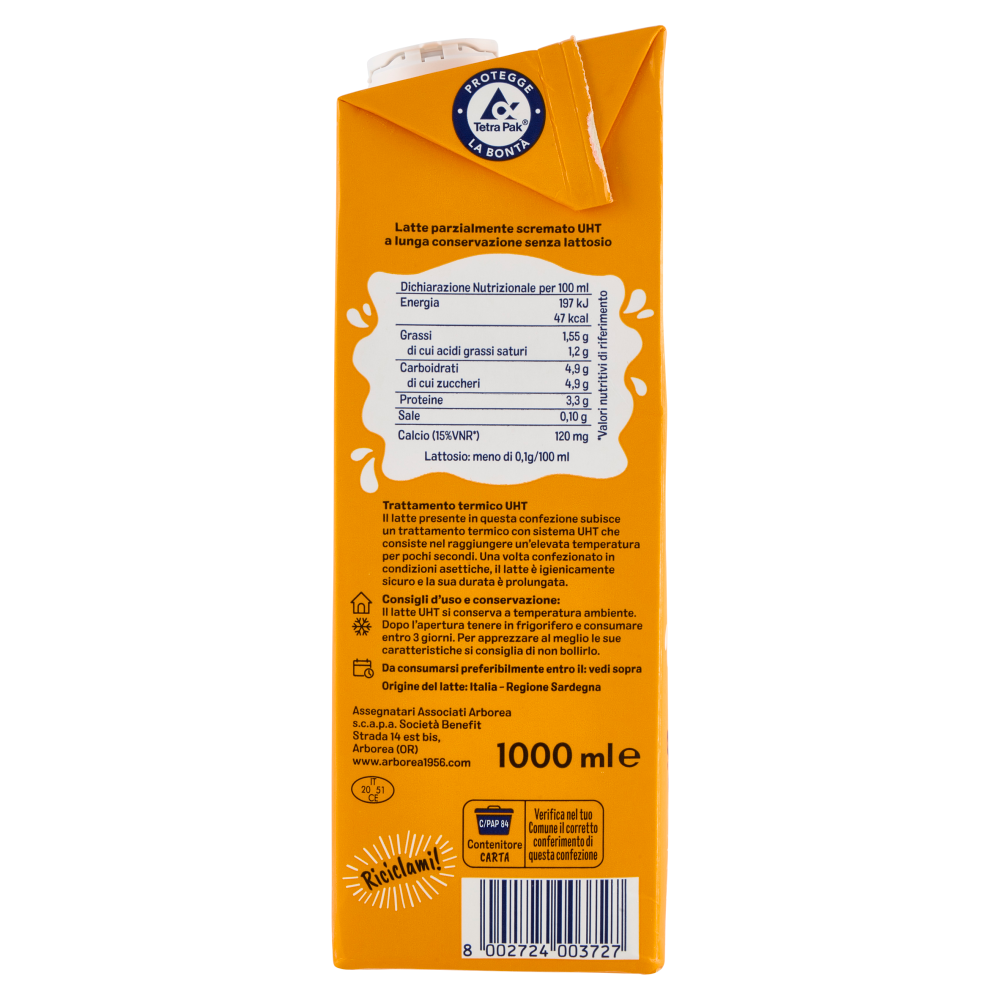 Arborea Ad Latte Parzialmente Scremato ad Alta Digeribilità Senza Lattosio 1000 ml
