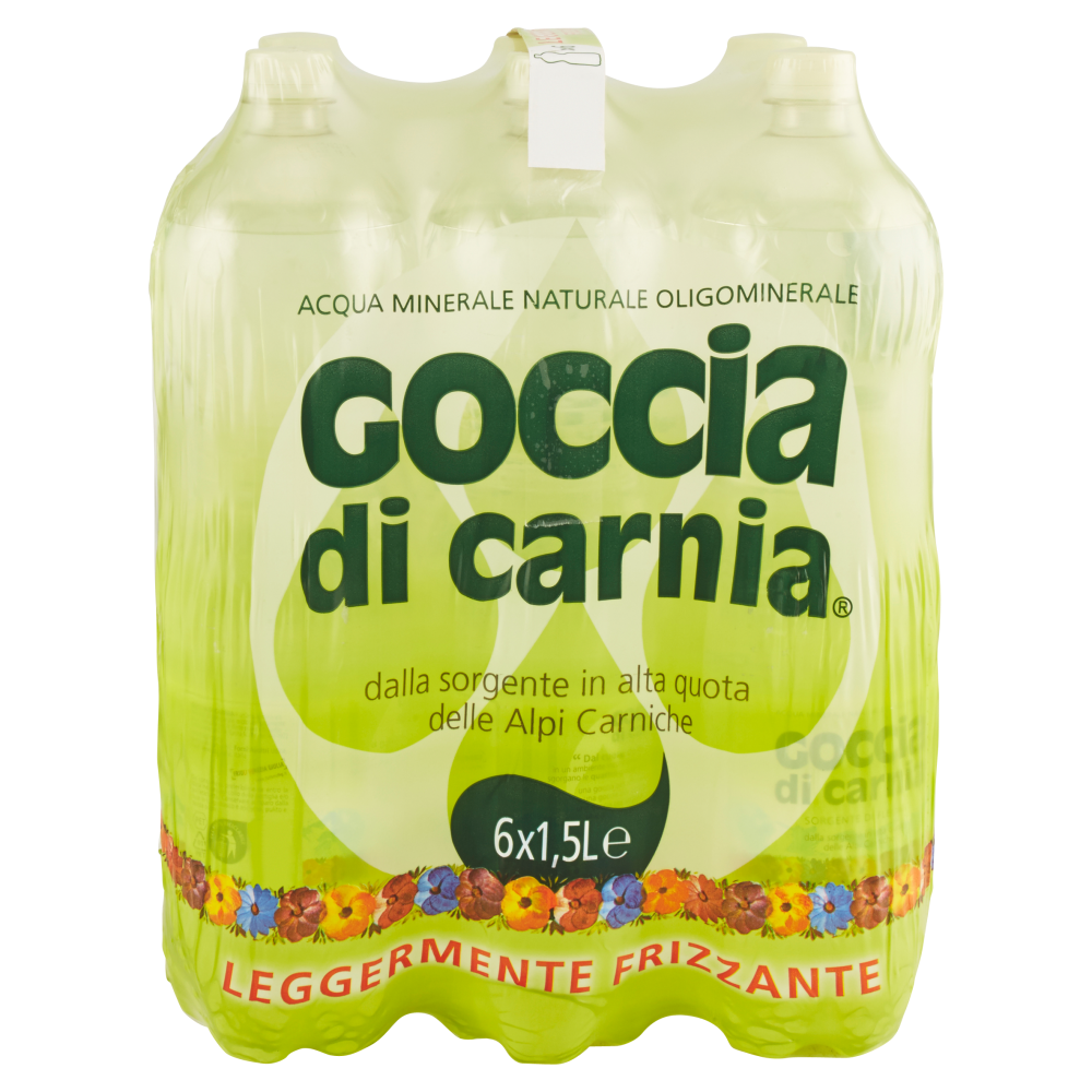 Goccia di Carnia Acqua Minerale Naturale Oligominerale Leggermente Frizzante 6 x 1,5 l
