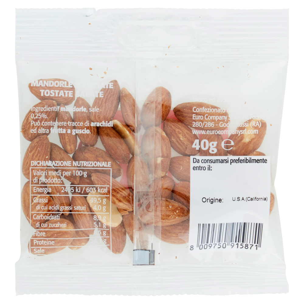 Mandorle Sgusciate Tostate Leggermente Salate 40 g