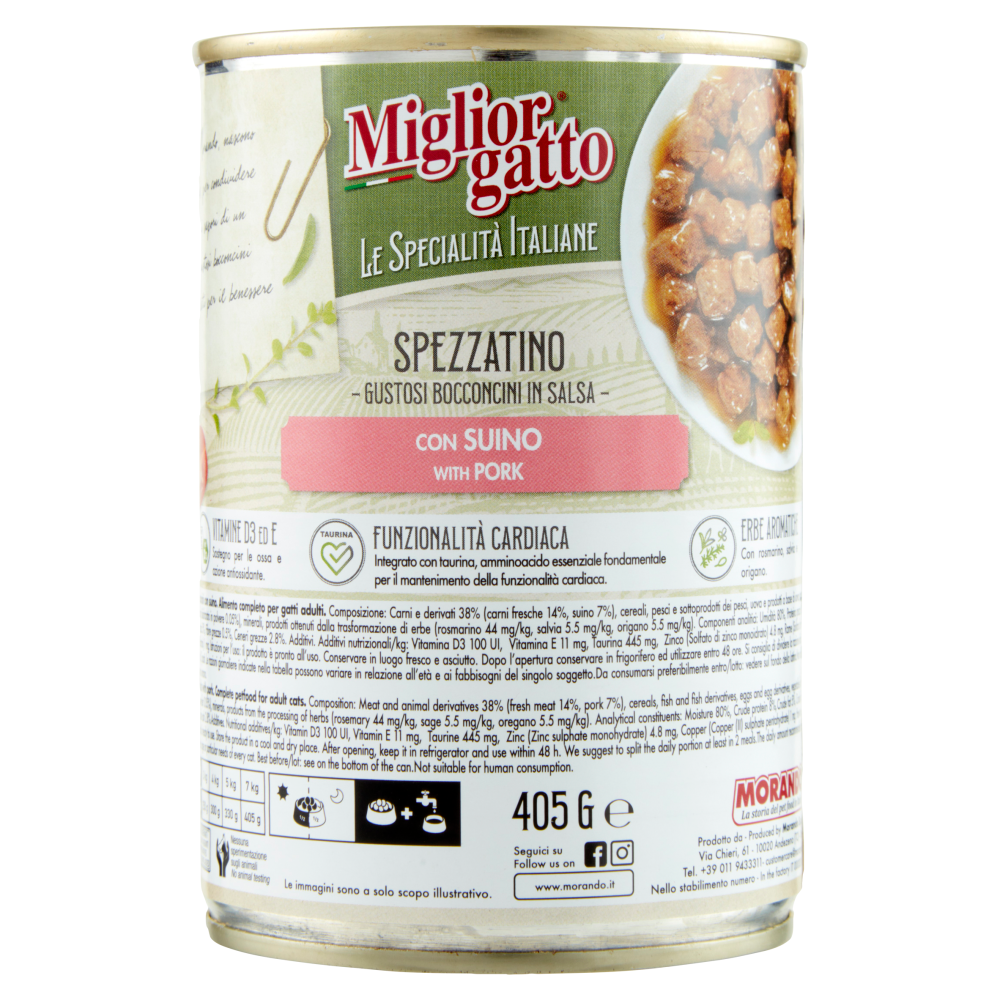 Migliorgatto Le Specialità Italiane Spezzatino con Suino 405 G