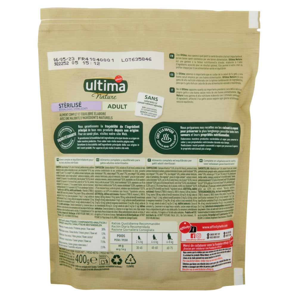 ultima Cat Nature Sterilizzati Adult con Salmone Atlantico Fresco 400 g