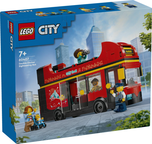 LEGO City 60407 Autobus Turistico Rosso a Due Piani, Giochi per Bambini 7+ con Veicolo Giocattolo e 5 Minifigure, Idea Regalo