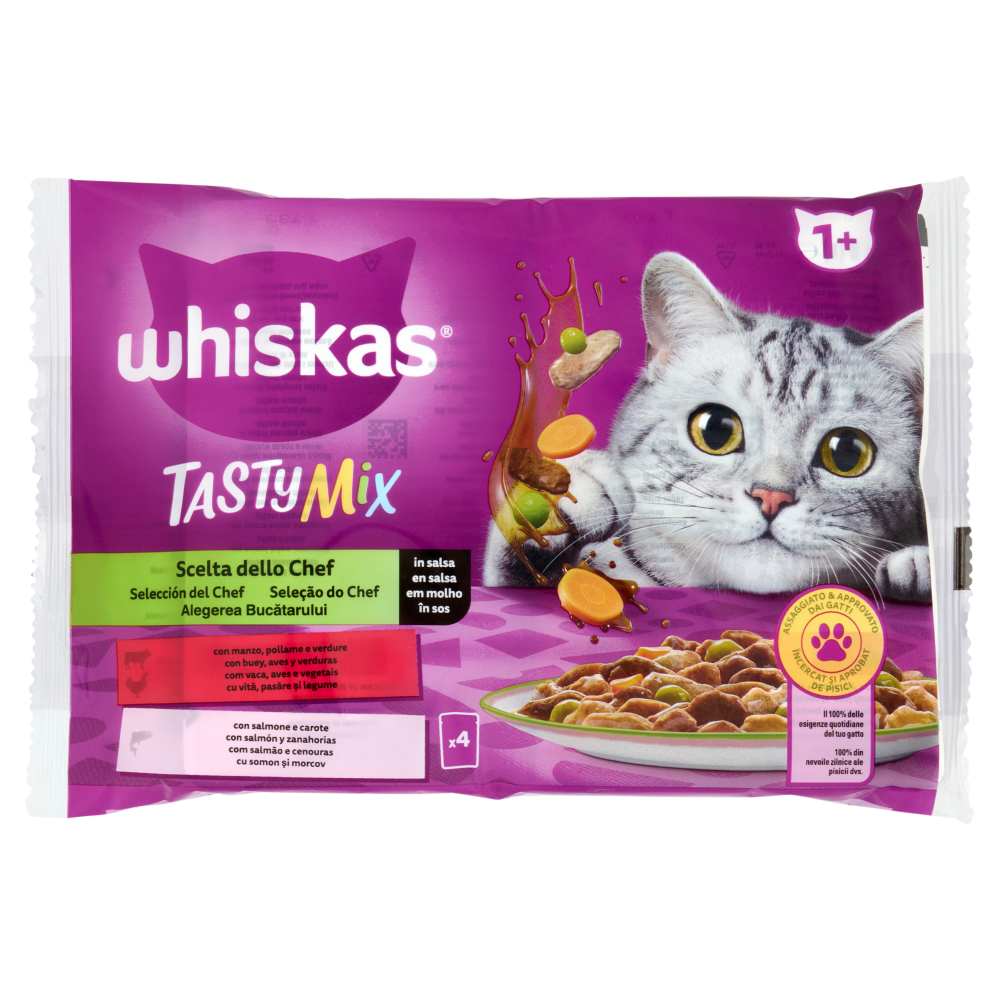 Whiskas Tasty Mix Scelta dello Chef Cibo Umido Gatto in salsa 4x85g