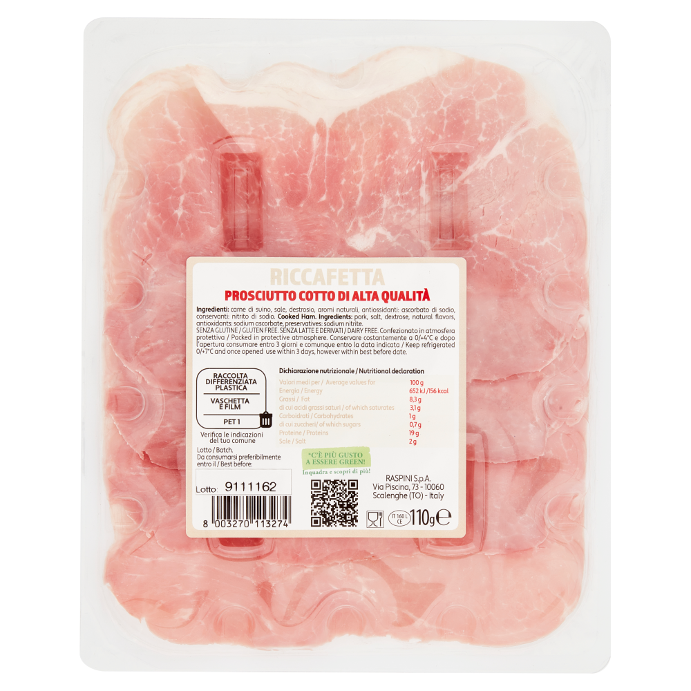 Raspini Riccafetta Prosciutto Cotto di Alta Qualità 110 g Carrefour