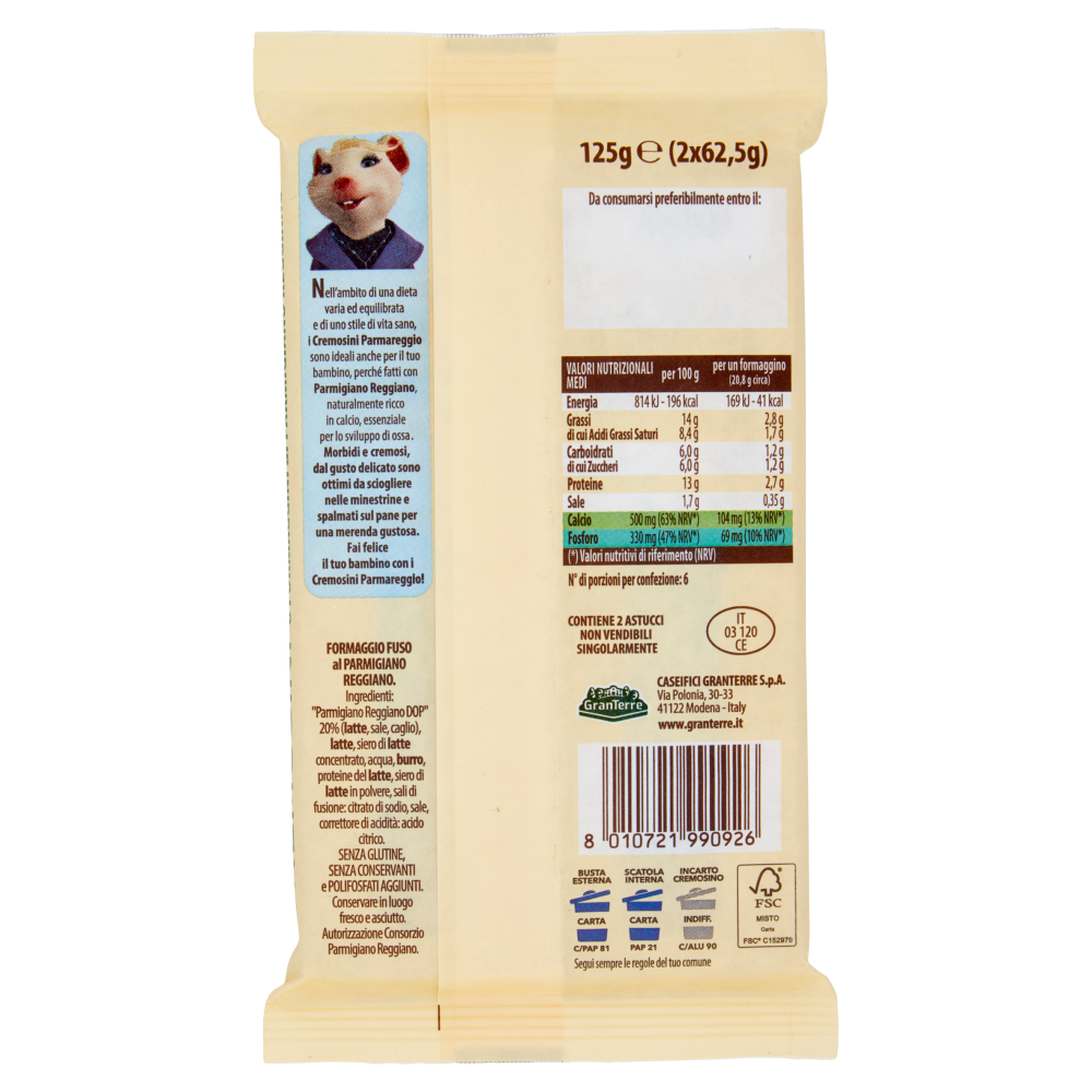 Parmareggio Cremosini al Parmigiano Reggiano 6 x 62,5 g