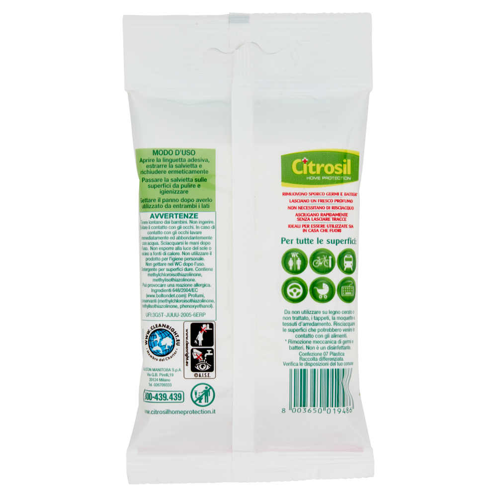 Citrosil Home Protection Fuori Casa -  Salviette Igienizzanti, 12 panni