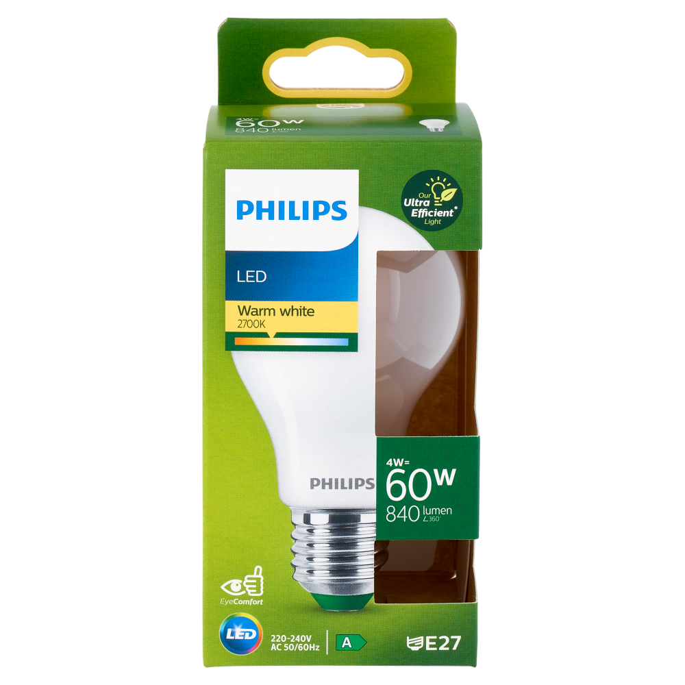 Philips LED Goccia Vetro Smerigliato 60W E27 2700K Non-Dim Classe A
