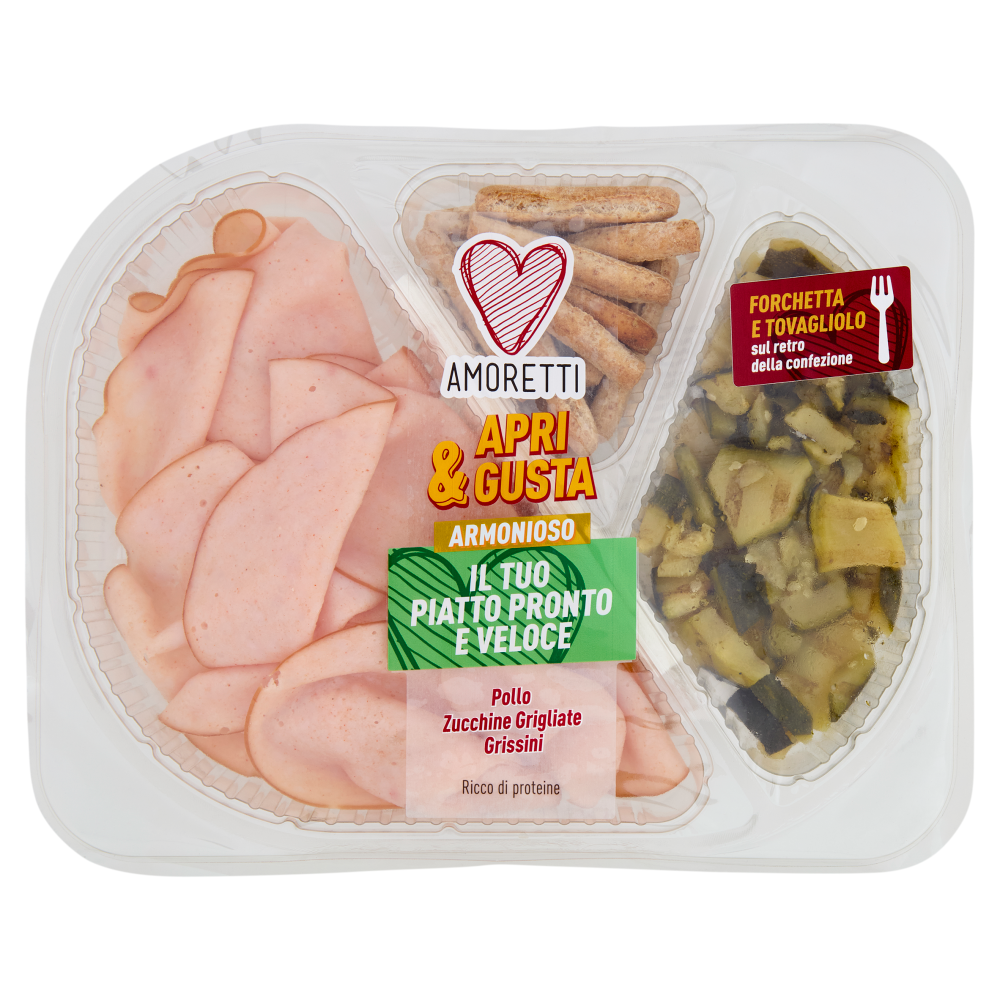Amoretti Apri & Gusta Armonioso Pollo, Zucchine Grigliate, Grissini 165 g