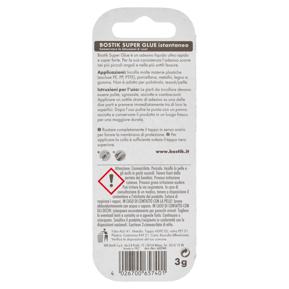 Bostik Super Glue istantaneo 3 g