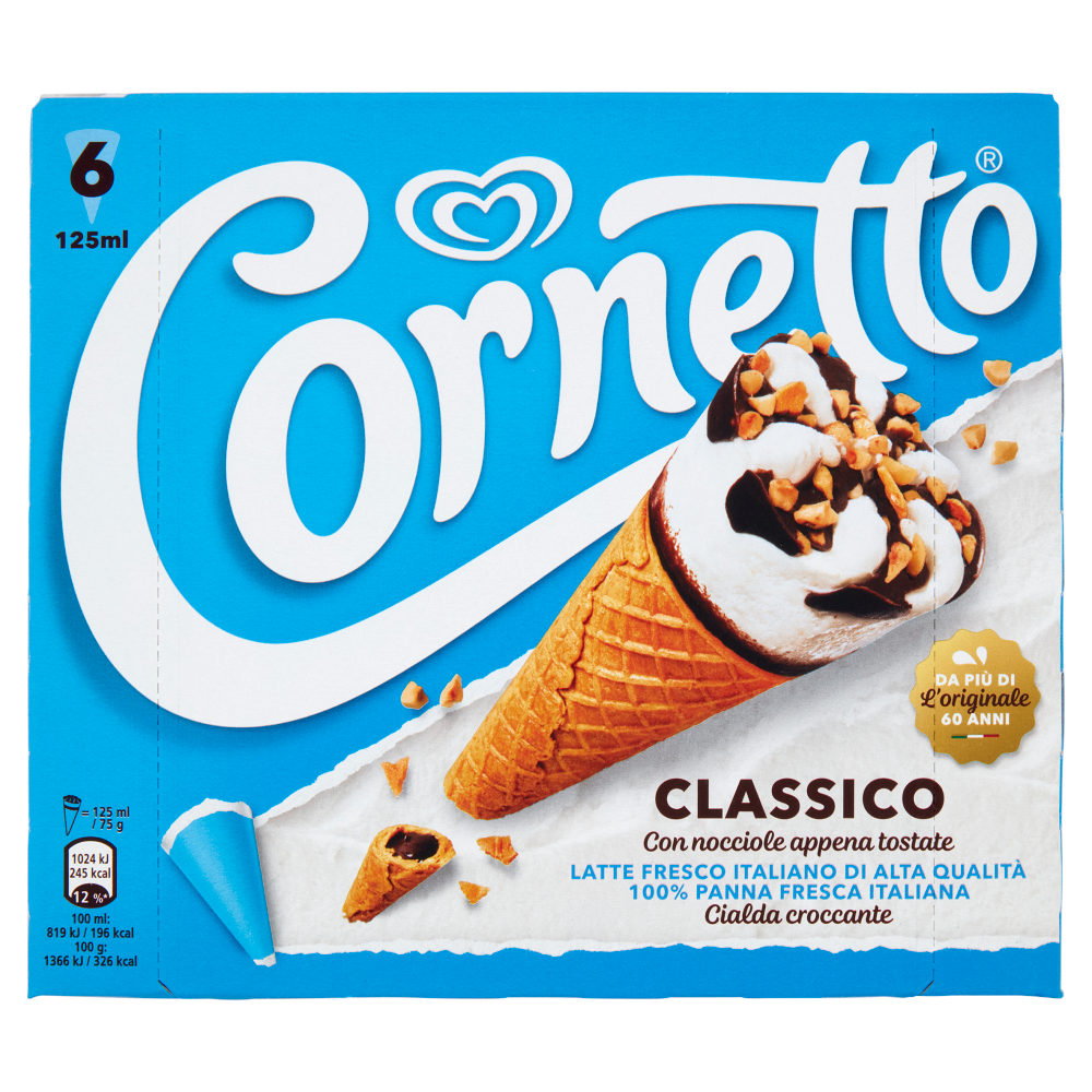 Cornetto Algida Classico 6 x 75 g | Carrefour
