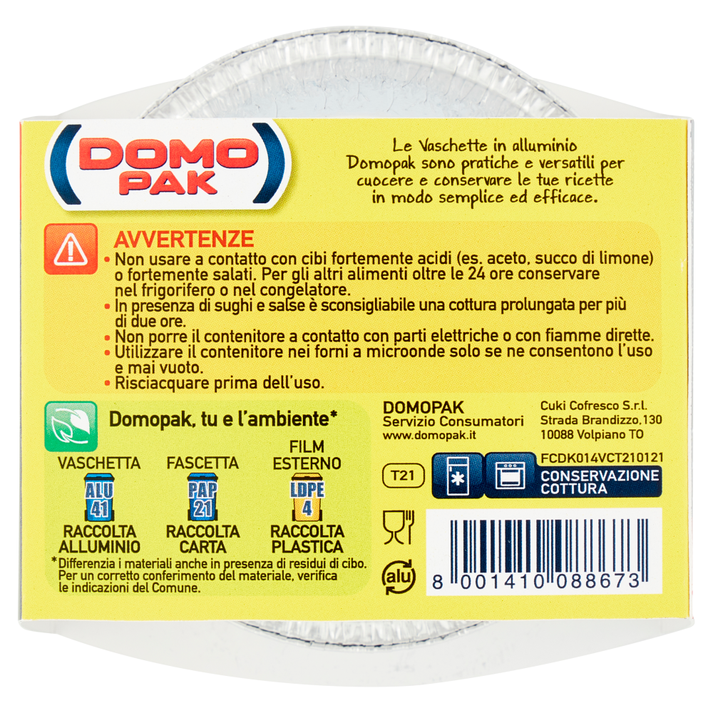 Domopak Vaschette in alluminio 1 porzione - 12 vaschette