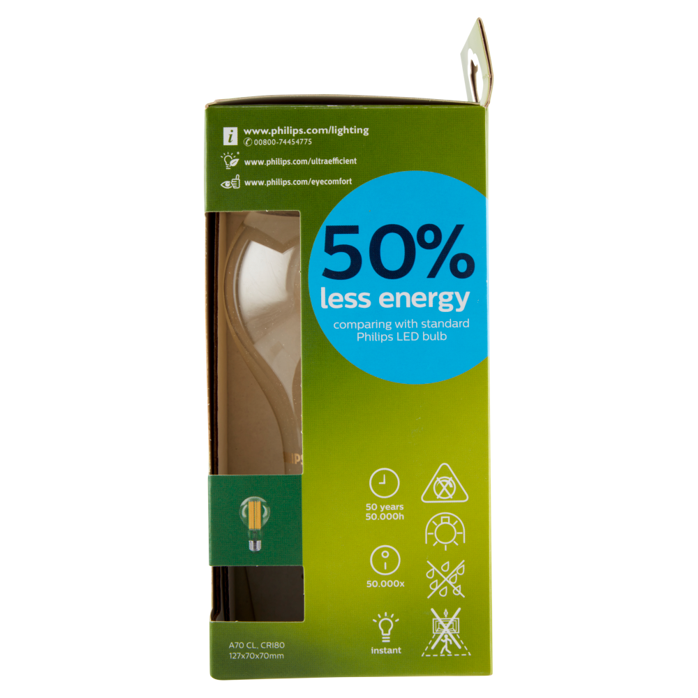 Philips LED Goccia Vetro Filam 100W E27 2700K Non-Dim Classe A