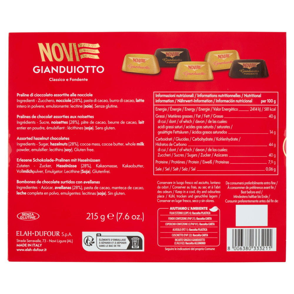 Novi Gianduiotto Classico e Fondente 215 g