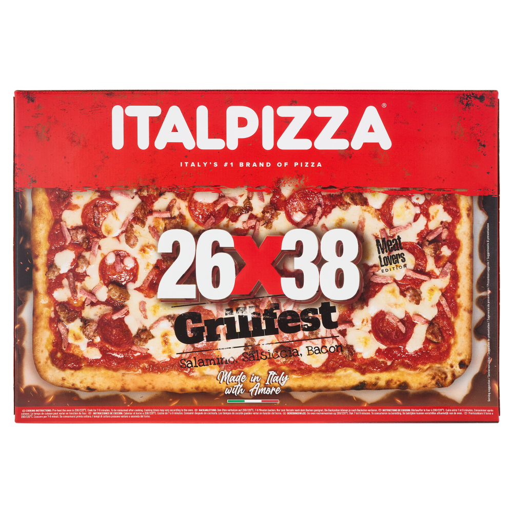 Italpizza 26x38 Grillfest Salamino, Salsiccia, Bacon Meat Lovers Edition 535 g