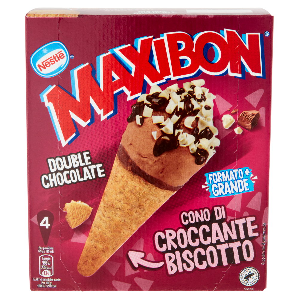 NESTLÉ Maxibon Cono di Croccante Biscotto Double Chocolate 4 x 79 g