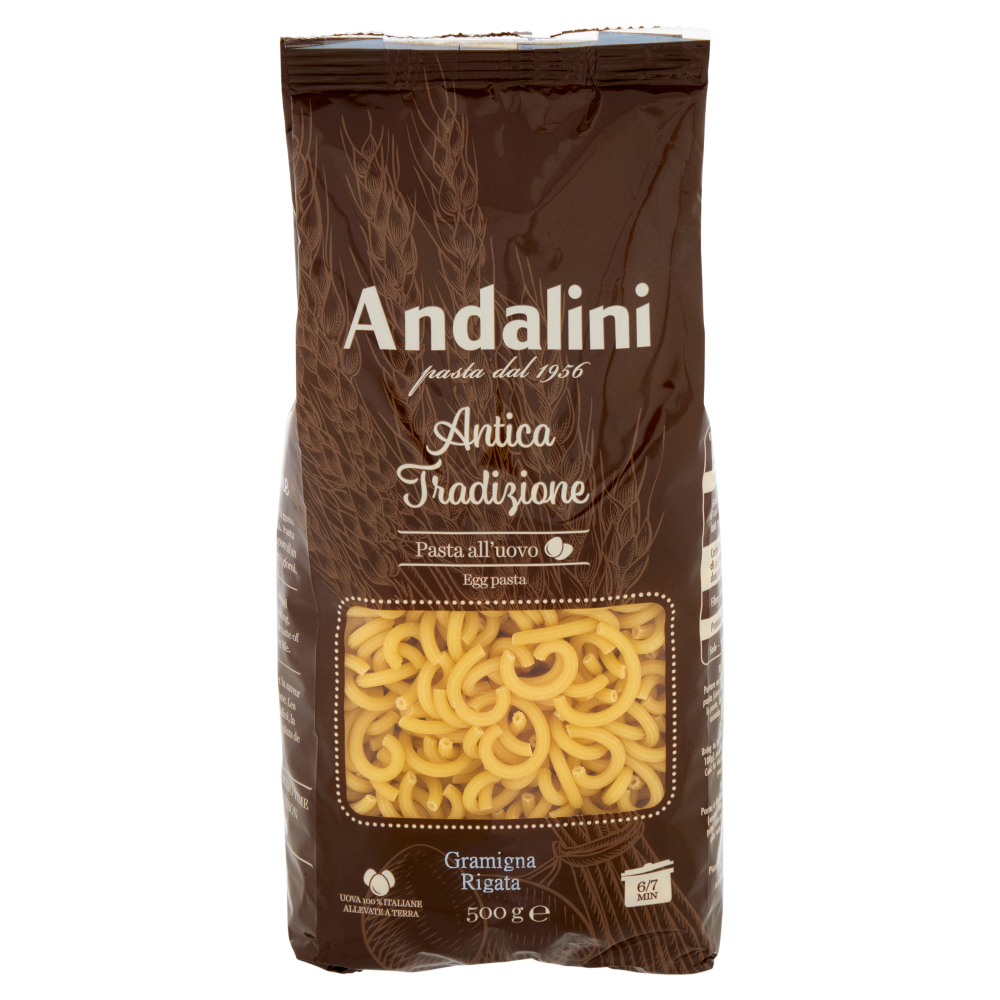 Andalini Antica Tradizione Pasta all'uovo Gramigna Rigata 250 g