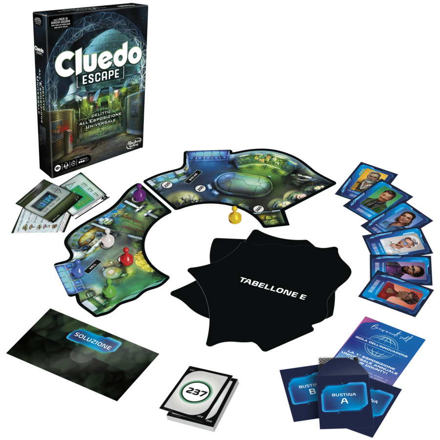 Cluedo Escape - Delitto all'Esposizione Universale, gioco da tavolo, giochi in versione escape room da risolvere 1 volta sola, giochi di mistero, dai 10 anni in su