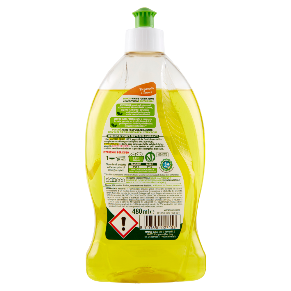 Winni's Naturel Piatti Concentrato Bergamotto e Zenzero 480 ml