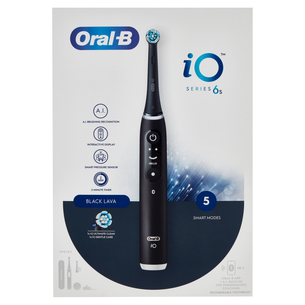 Oral-B iO Series 6s Spazzolino Elettrico Denti Ricaricabile Black Lava