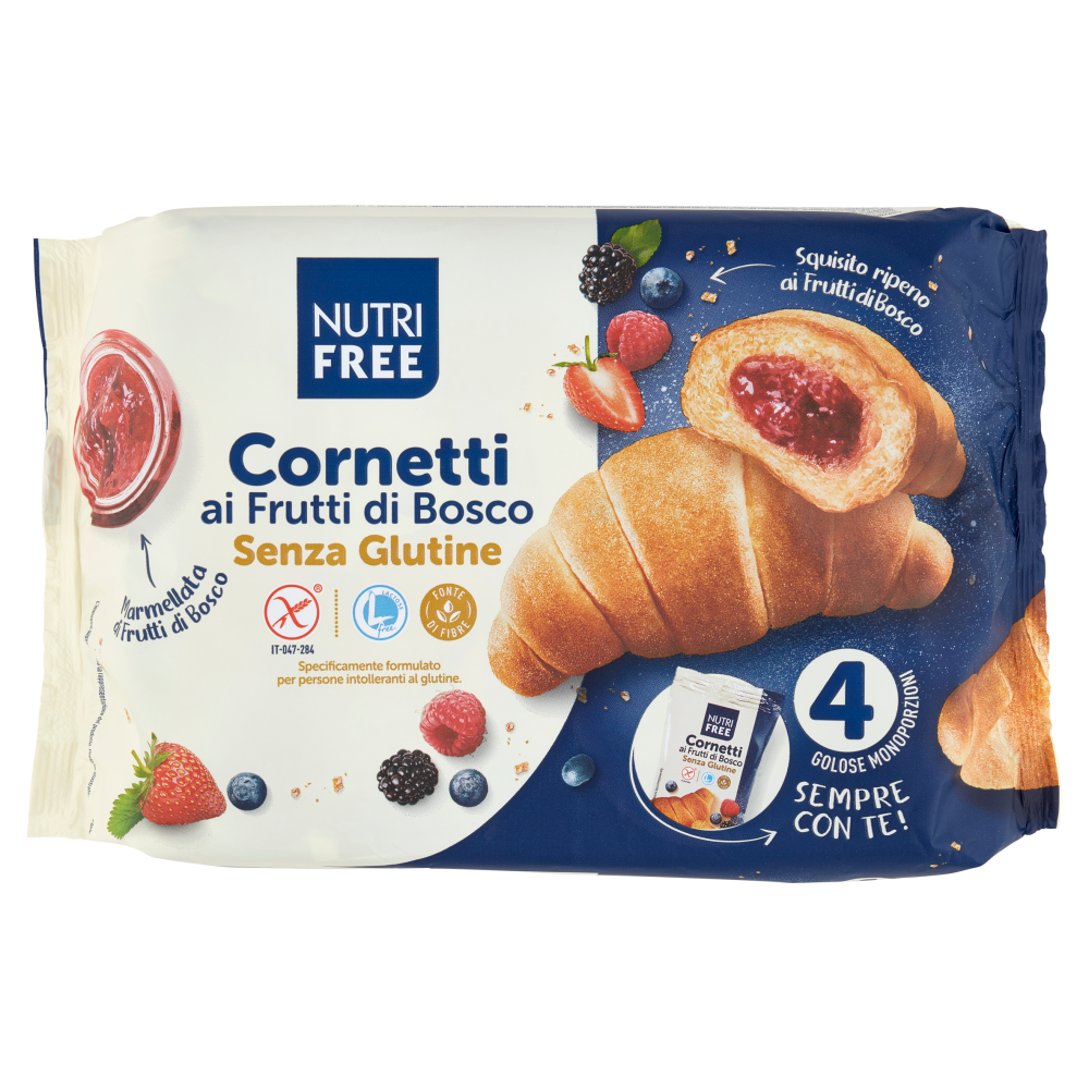 Nutrifree Cornetti ai Frutti di Bosco Senza Glutine 4 Monoporzioni 240 g