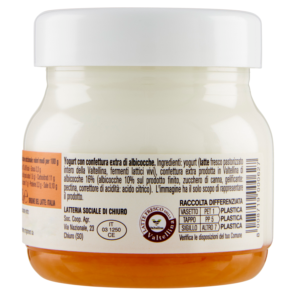 AlpiYò Yogurt di Valtellina Intero con confettura extra di Albicocca 125 g