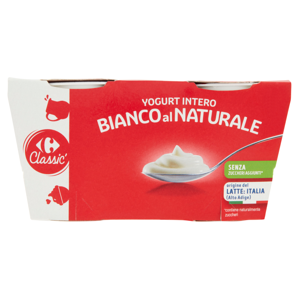 Carrefour Classic Yogurt Intero Bianco al Naturale 2 x 125 g