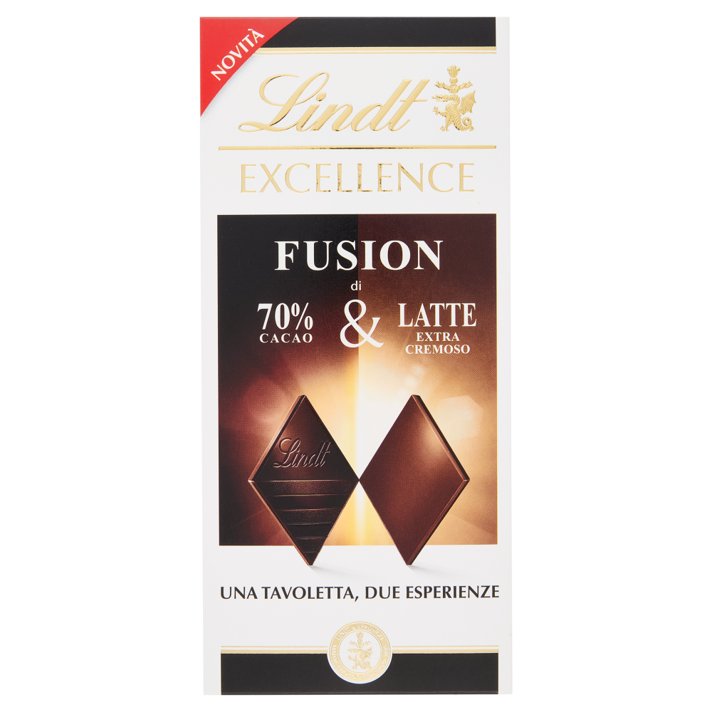 Lindt Excellence Fusion Tavoletta 2 strati cioccolato fondente 70% e latte 100 g