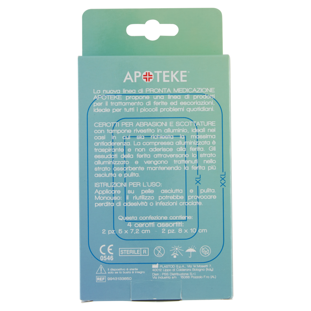 Apoteke Pronta Medicazione Cerotti Abrasioni e Scottature Misura XL/XXL 4 pz