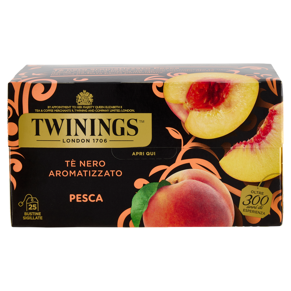 Twinings Pesca Tè Nero aromatizzato 25 filtri The 50 g