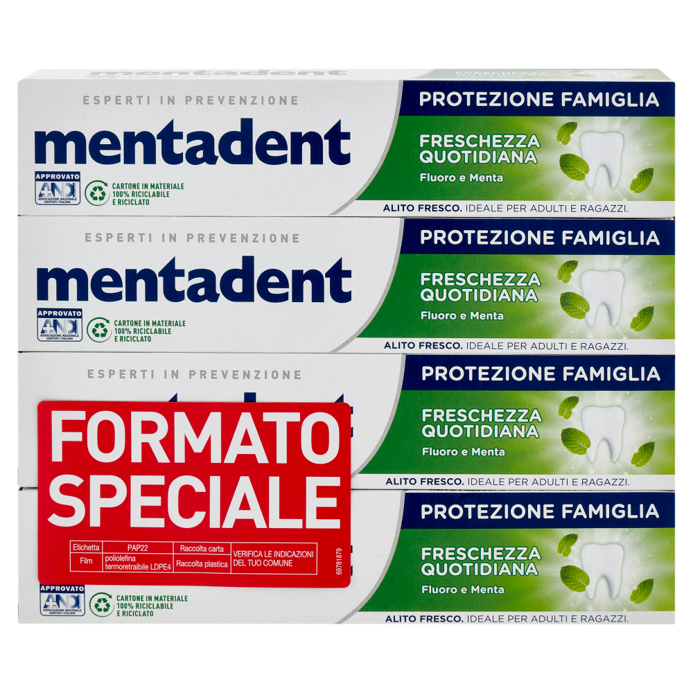 Mentadent Protezione Famiglia Freschezza Quotidiana 4 x 75 ml
