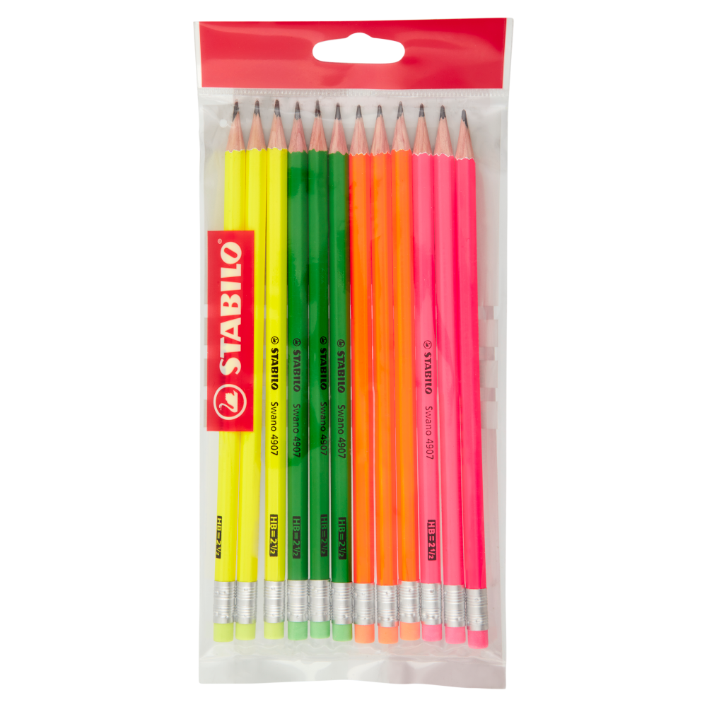 STABILO Swano HB=2 &frac12; con fusto fluorescente - Ecopack da 12 pz.