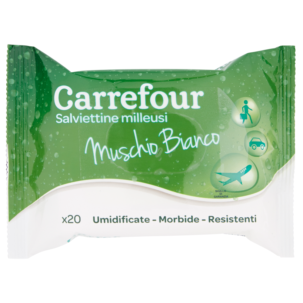Carrefour Salviettine milleusi Muschio Bianco 20 pz