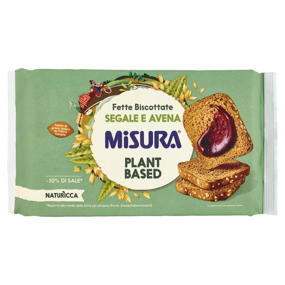 Misura Natur&igrave;cca Fette Biscottate Segale e Avena Plant Based 320 g