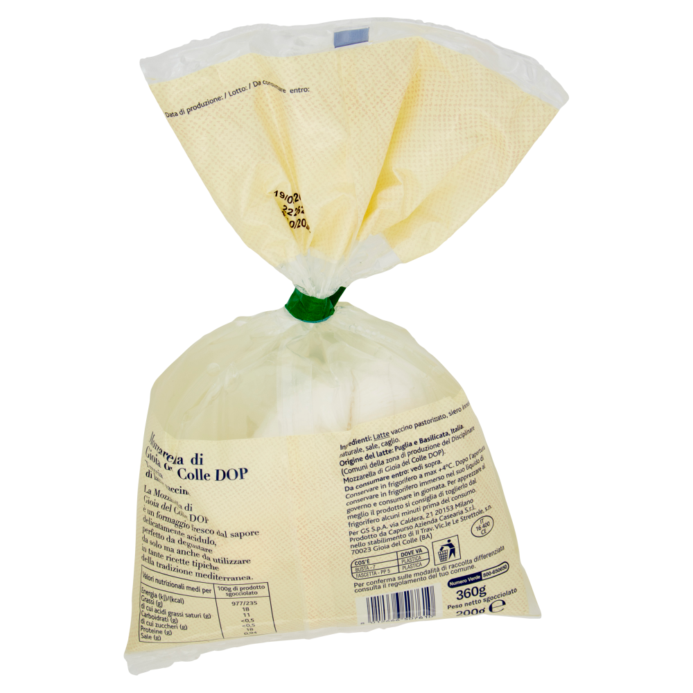 Terre d'Italia Mozzarella di Gioia del Colle DOP Treccia di latte vaccino 200 g