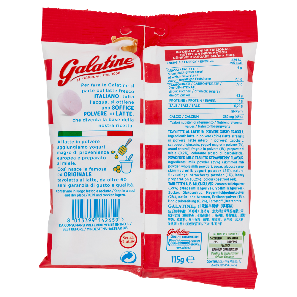 Galatine Tavolette al Latte e Fragola 115 g