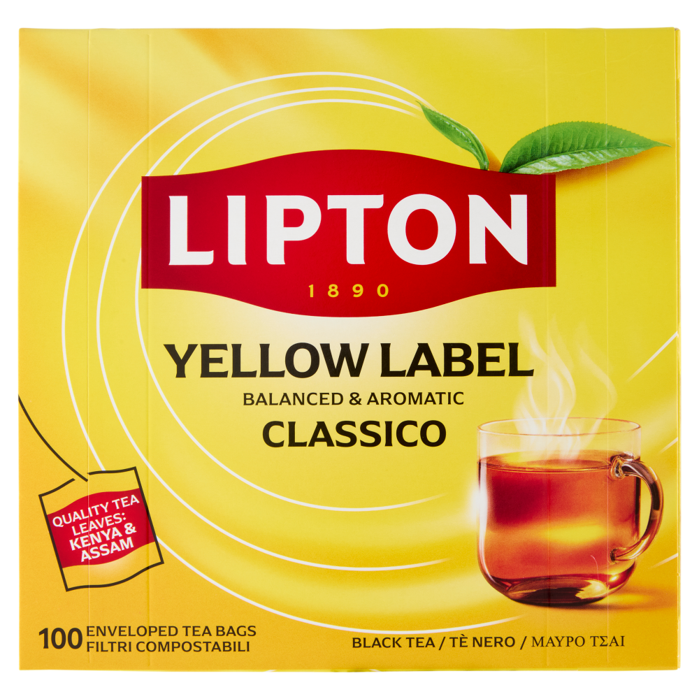 Lipton Yellow Label Classico T&egrave; Nero 100 Filtri Compostabili 150 g