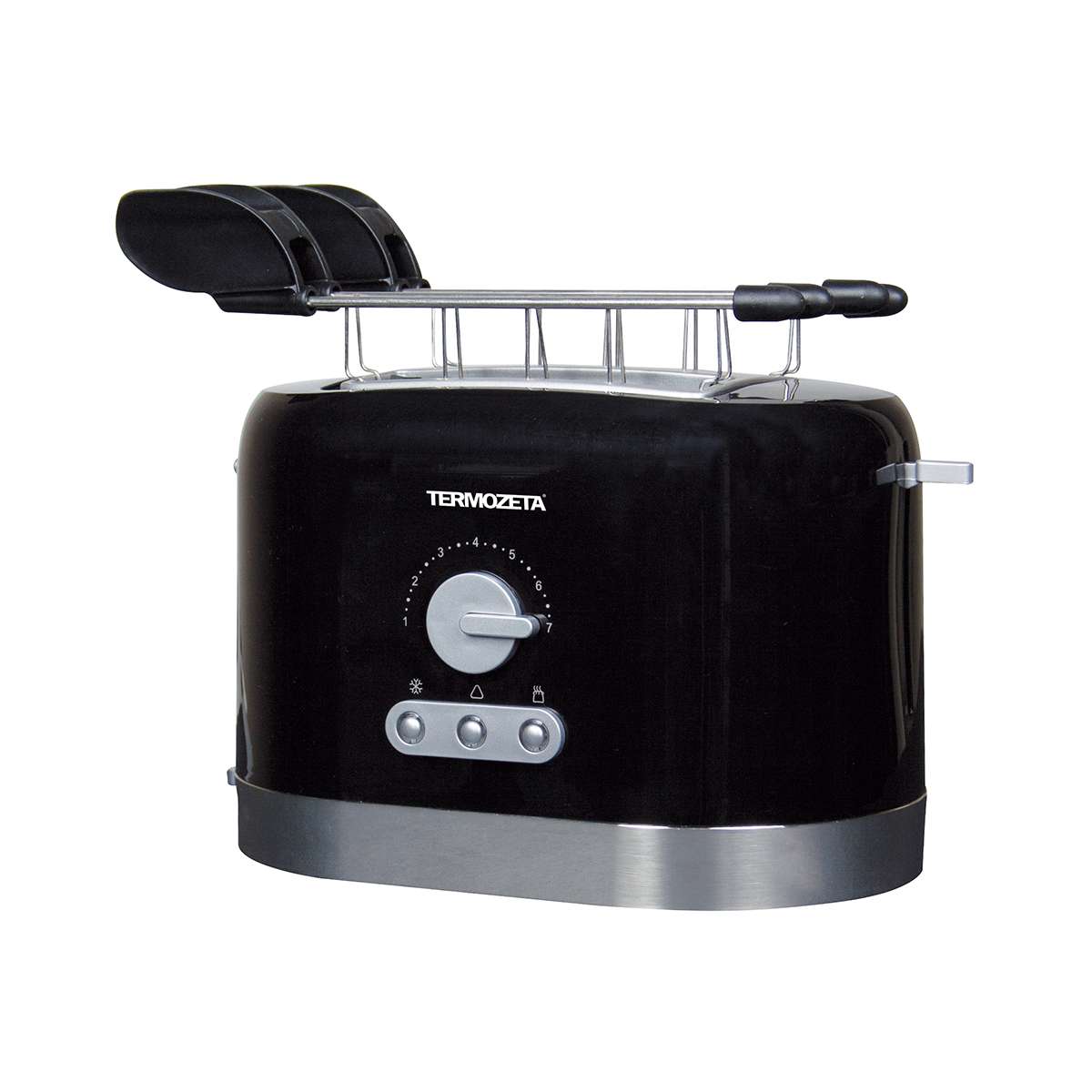 Termozeta 76034 7 2 fetta/e 870 W Nero, Acciaio inox