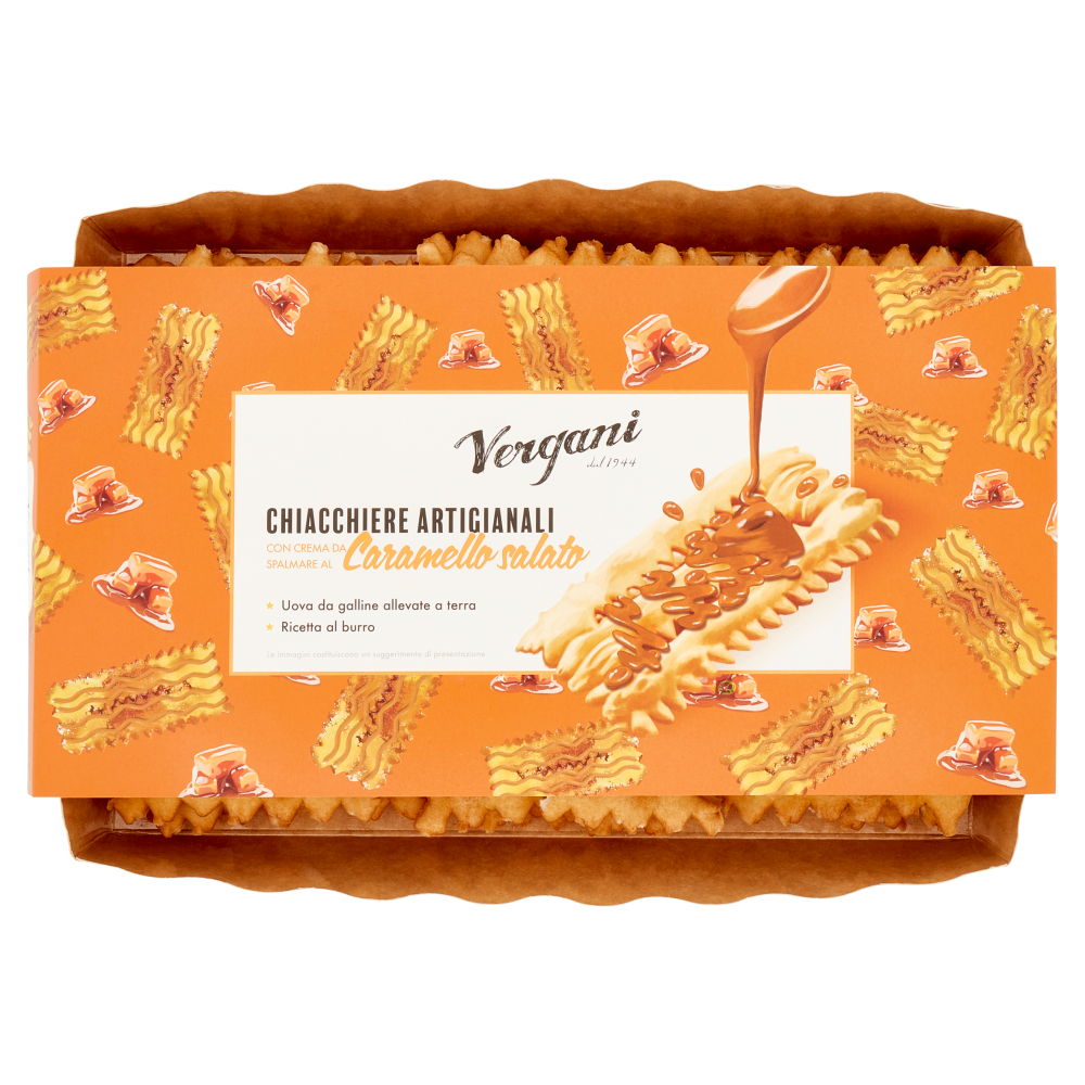 Vergani Chiacchiere Artigianali con Crema da Spalmare al Caramello salato 250 g