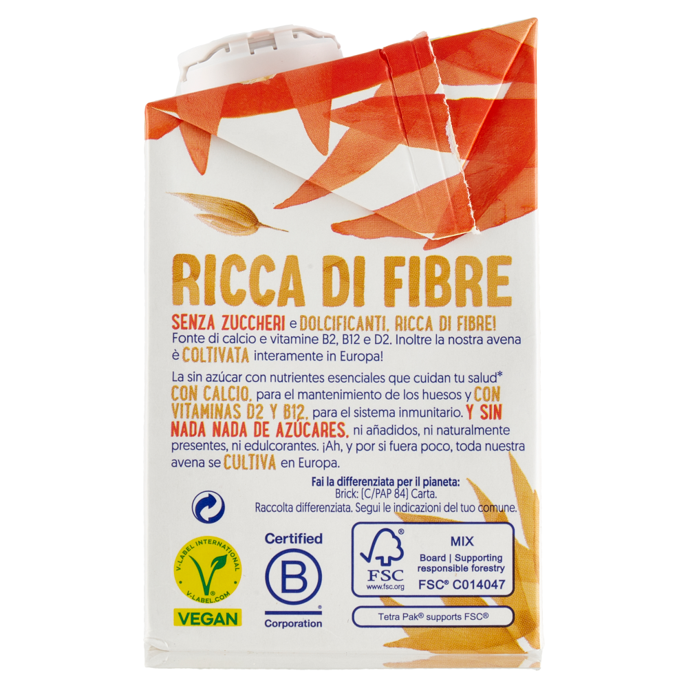 Alpro Senza Zuccheri Avena, Bevanda 100% Vegetale, Basso Contenuto di grassi, Senza Lattosio, 500ml