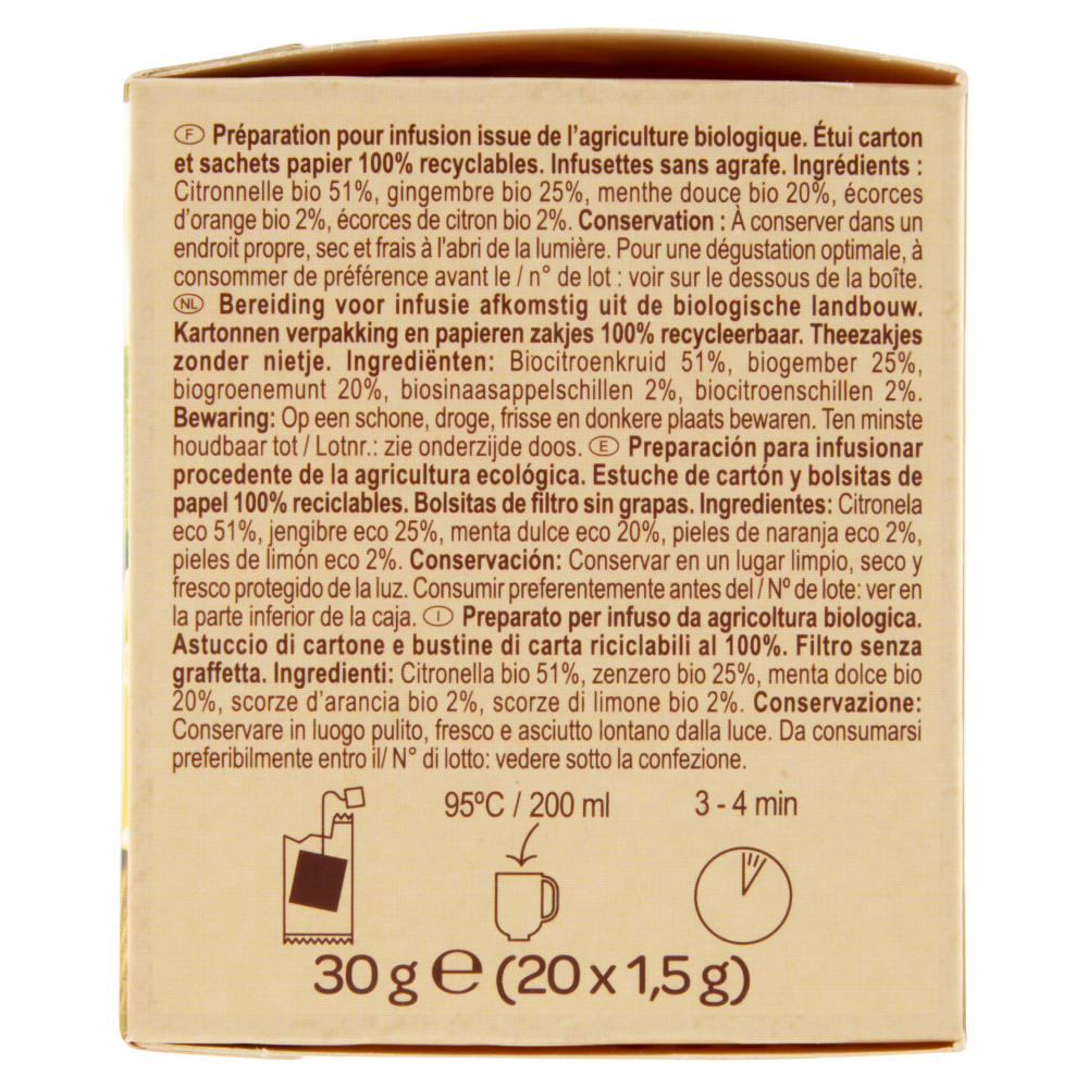 Carrefour Bio Infuso Zenzero Citronella Limone 20 x 1,5 g