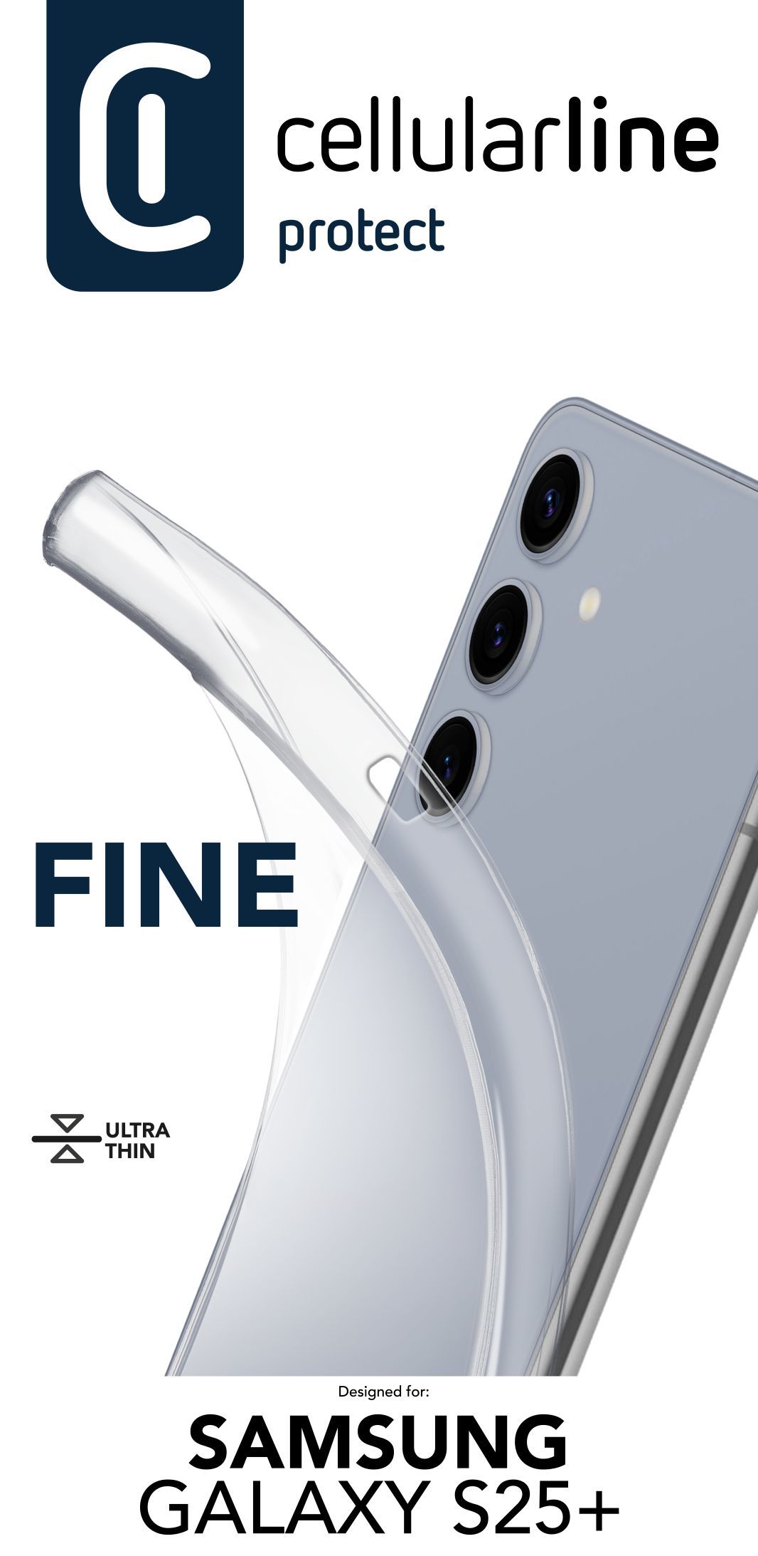 Cellularline Fine - Galaxy S25+ Cover in gomma morbida ultra sottile e trasparente