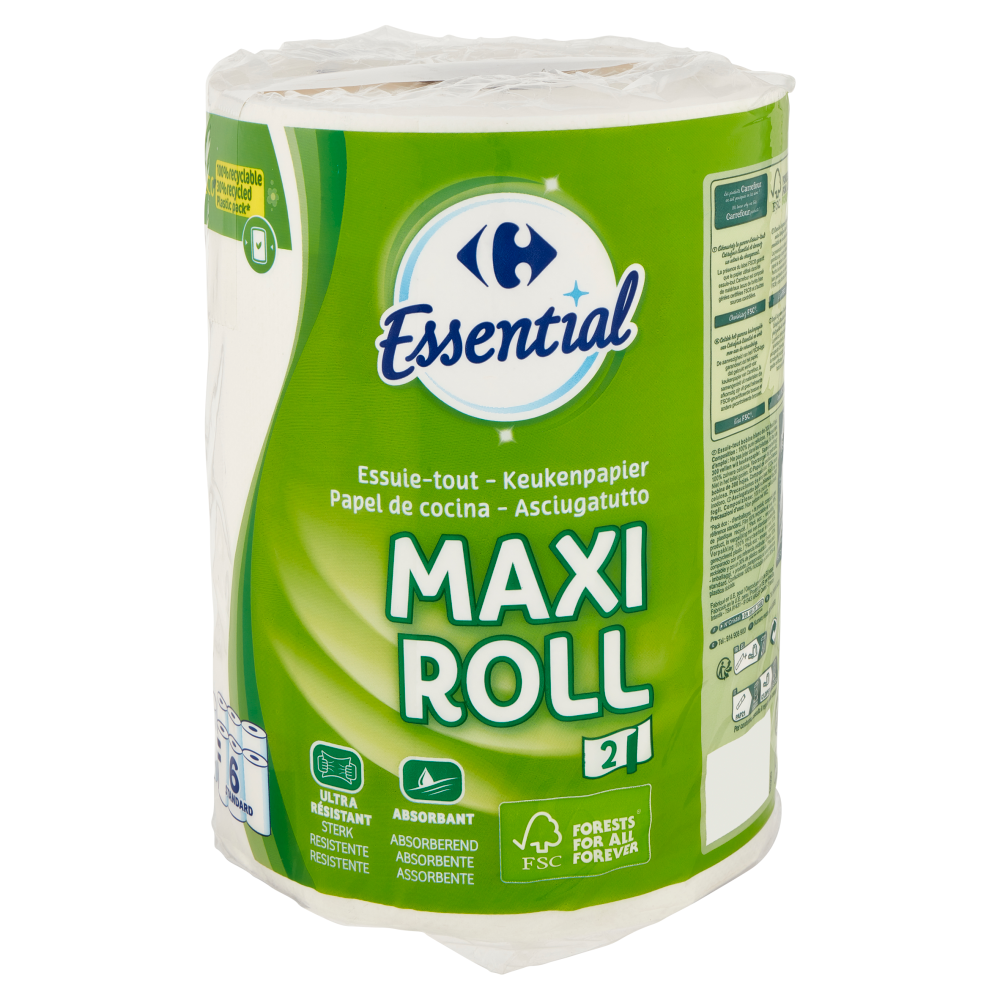 Carrefour Essential Asciugatutto Maxi Roll 2 veli 1 pz