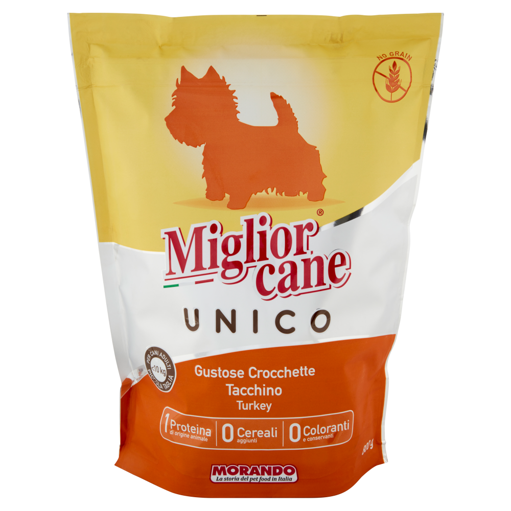 Migliorcane Unico Gustose Crocchette Tacchino per Cani Adulti <10 kg Piccola Taglia 800 g