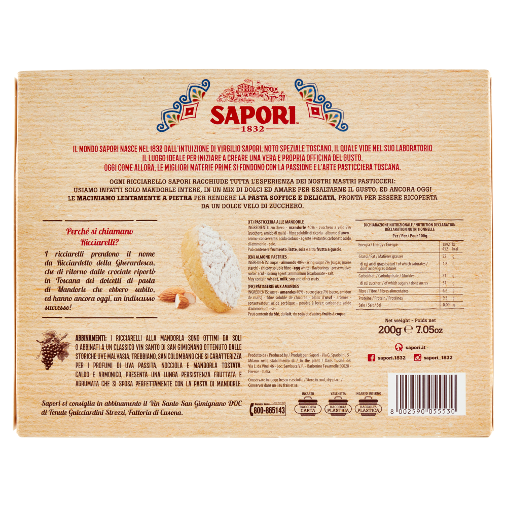 Sapori Ricciarelli Mandorla 200 g