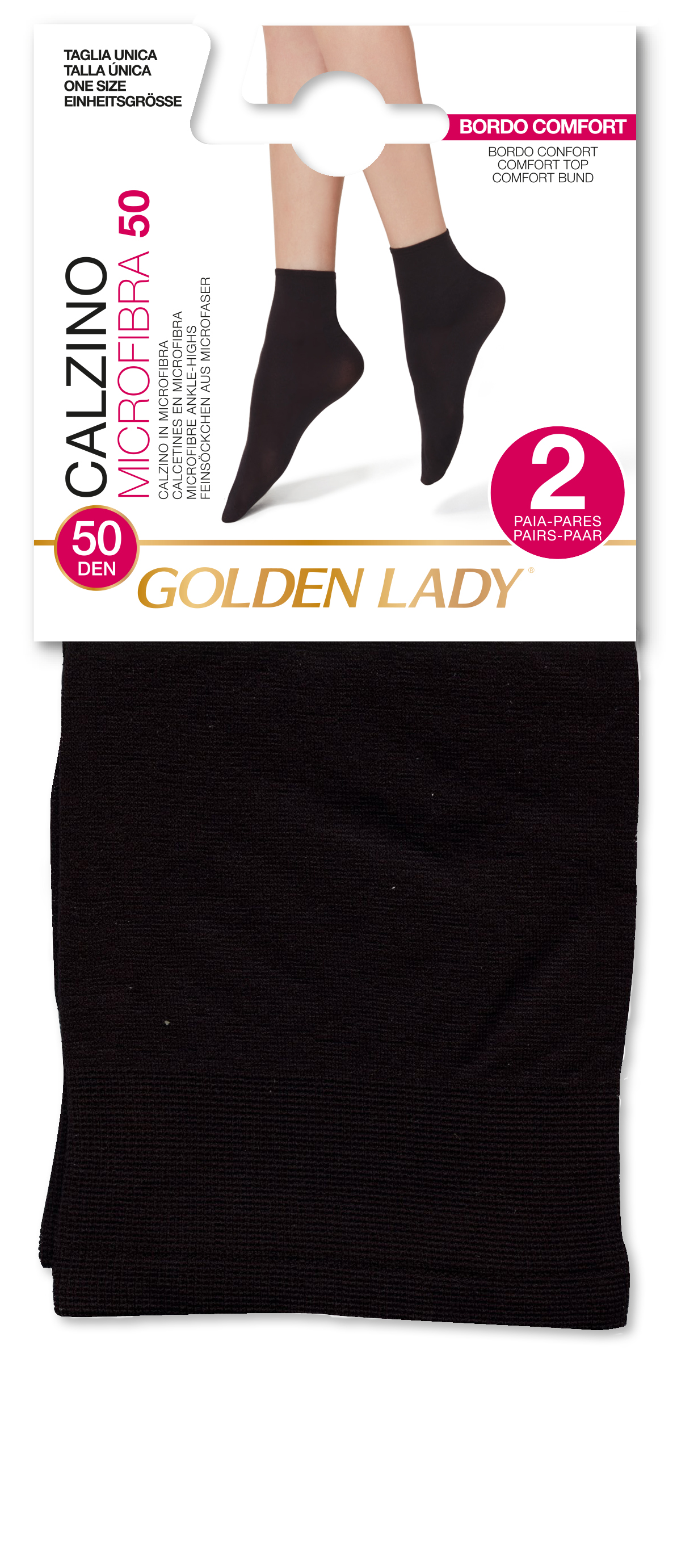 Golden Lady Calzino in morbida microfibra 50 denari Nero Taglia Unica