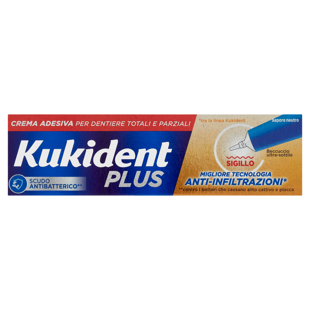 Kukident Plus Sigillo Crema Adesiva per Dentiere Totali e Parziali 35 g