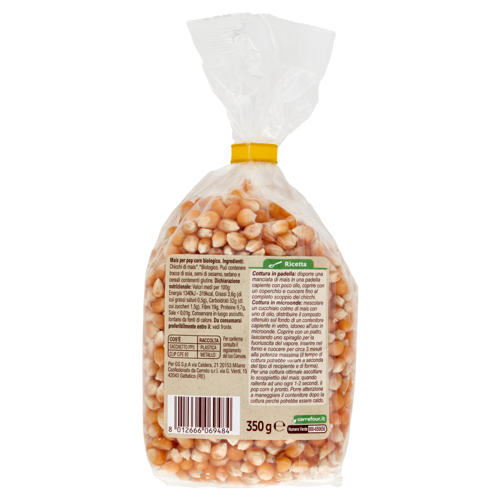 Carrefour Bio Mais Pop Corn Biologico 350 g